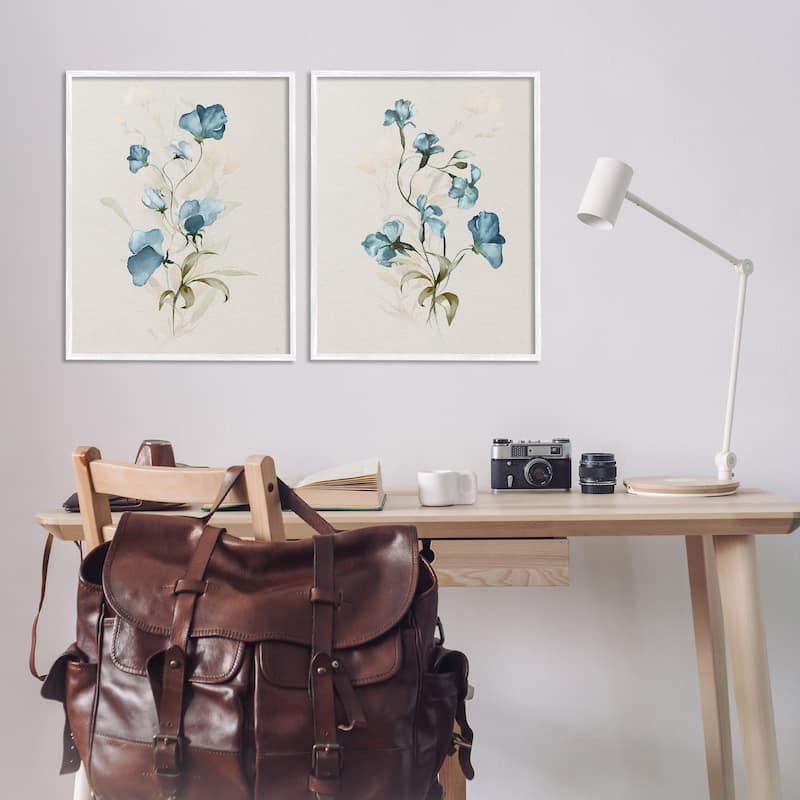 Stupell Blue Botanical Herbs Framed Giclee Art Design By Susan Jill (Set of 2)