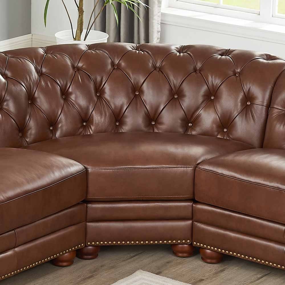 Hydeline Aliso Top Grain Leather Symmetrical Chesterfield Sectional Sofa Symmetrical Sectional