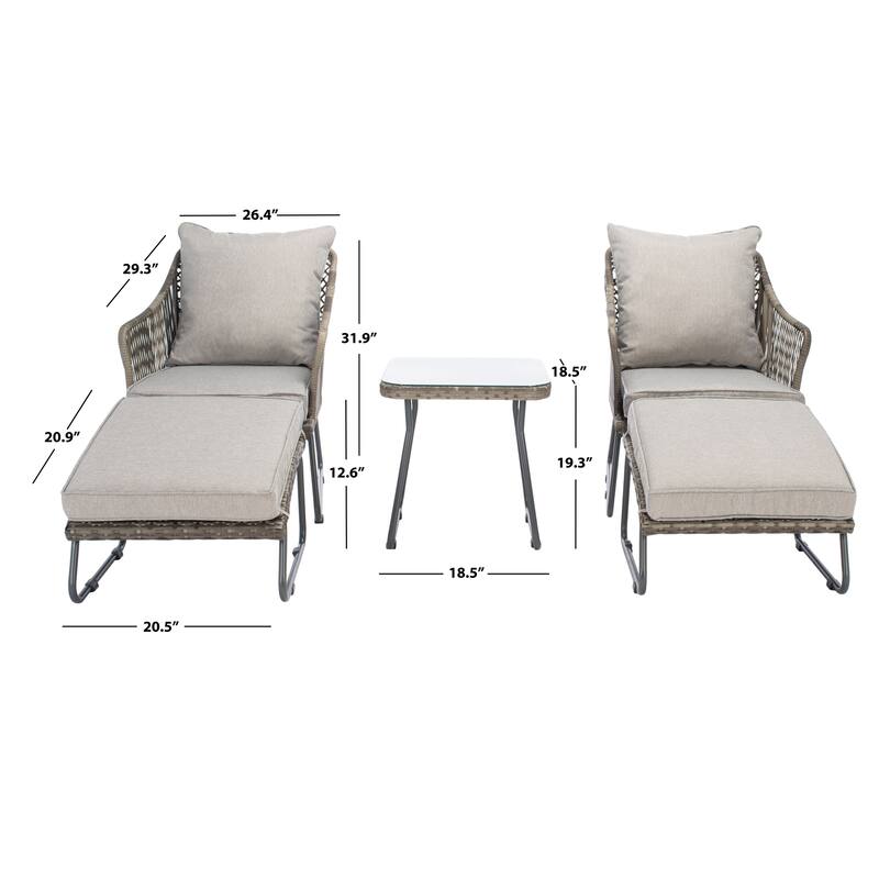 SAFAVIEH Outdoor Living Narda 5-piece Lounger Set - 26"W x 29"D x 32"H