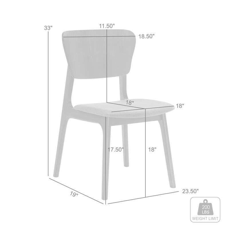 Kalia Mid-Century Modern Upholstered Wood Dining Chairs - Set of 2