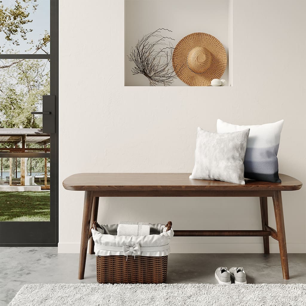 MacLuu Scandinavian Solid Wood Bench with Cusion