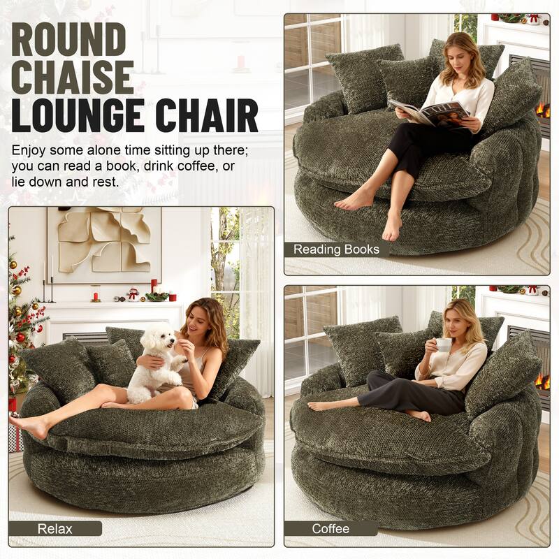 Rossetta Oversized Round Polyester Foam Chair with Pillows