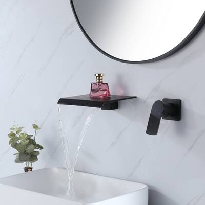 Wall Mounted Single-handle Bathroom Waterfall Faucet - 11.22*9.56*5.4