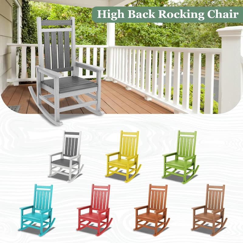 Modern High-Back Rocking Adirondack Chair All Weather