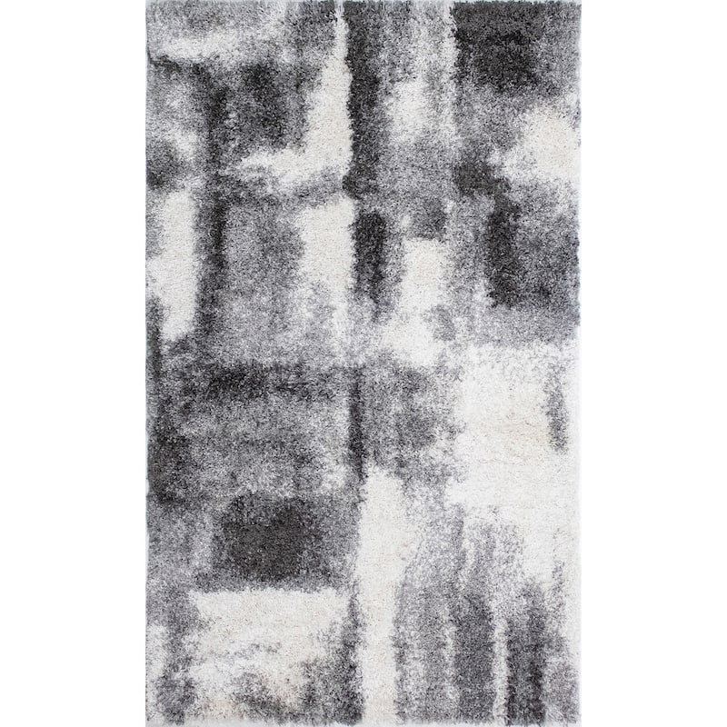 Noori Rug Lux Walsh Abstract Modern 2-inch Thick Shag Rug - 2'11" x 4'11" - Charcoal/Ivory