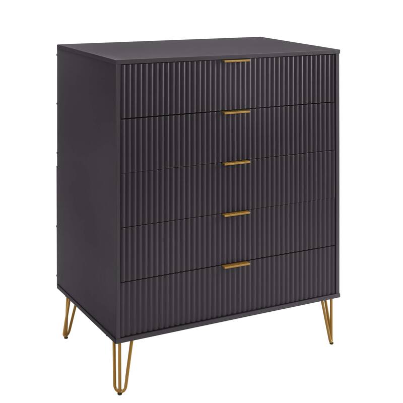 Manhattan Comfort 2-Piece Dumbo Modern 5-Drawer Tall Dresser Nightstand Set