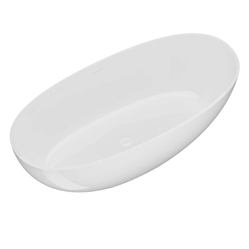 ABRUZZO 65" Freestanding Soaking Solid Surface Bathtub with Overflow and Pop-up Drain