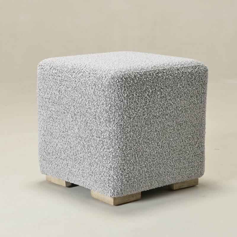 KINWELL 18.5" W Square Boucle Upholstered Ottoman Entryway Footstool
