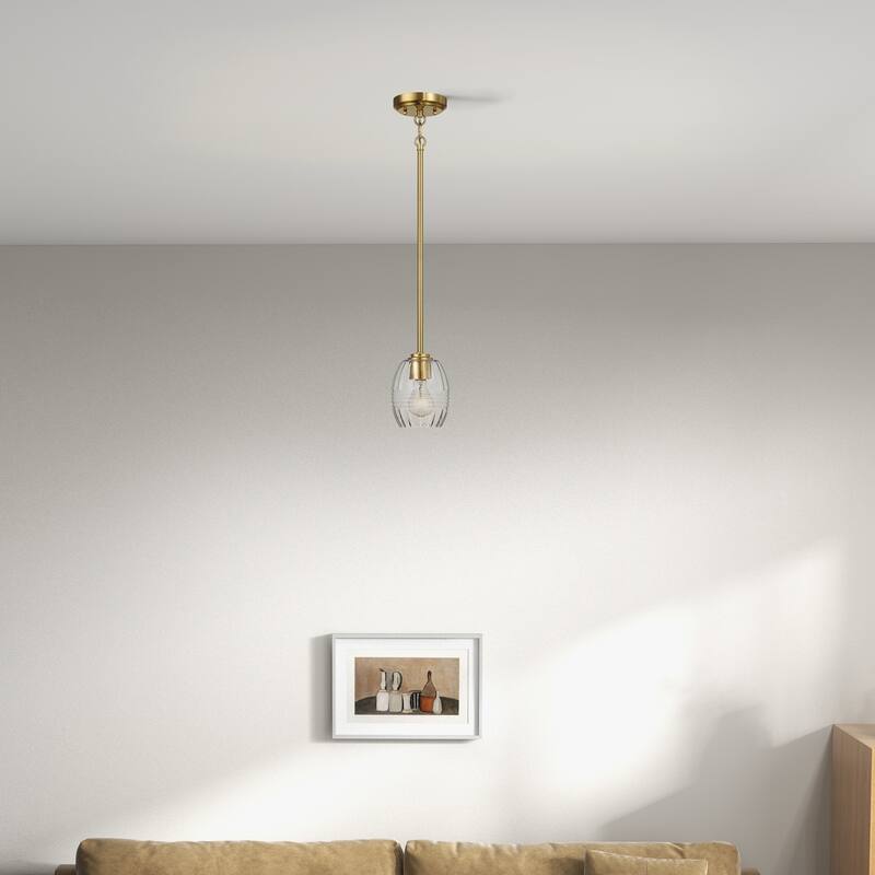 Visa Single Pendant Hanging Light with Clear Glass Shade - Gold