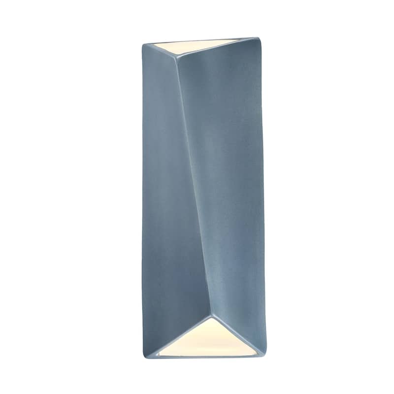 Justice Design Group Ambiance Large LED Ceramic Diagonal Rectangle Wall Scone with Open Top & Bottom - Midnight Sky/Matte White