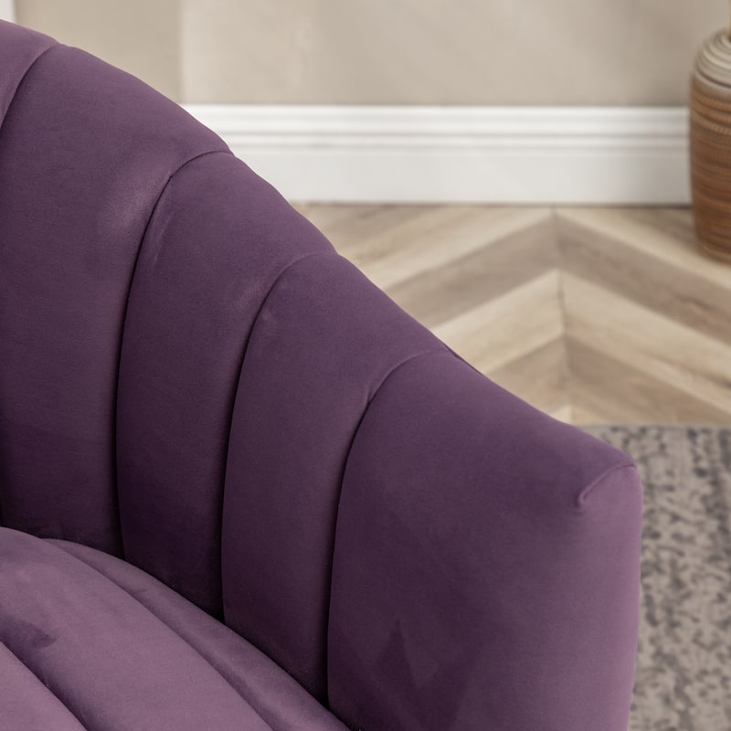 SEYNAR Modern Glam Velvet Upholstered Round Swivel Accent Arm Barrel Chair for Living Room
