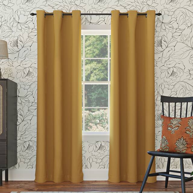 Sun Zero Hayden Energy Saving Blackout Grommet Curtain Panel, Single Panel - 40 x 95 - Gold