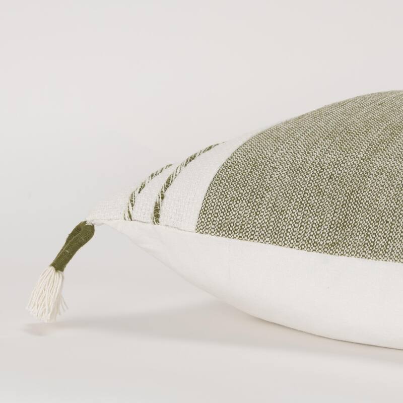 Rizzy Home Woven Striped Square Throw Pillow with Tassels