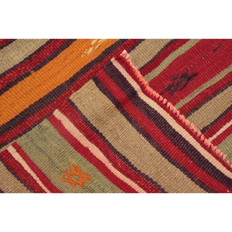 Hand Woven Oriental 100% Wool Carpet Southwestern Tribal Multi-Colored Kilim Area Rug - 8' 2'' X 4' 9''
