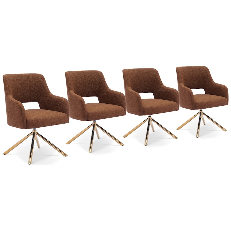 Boucle Polyester Upholstered Swivel Accent Chair - Stain Resistant (Set of 4)