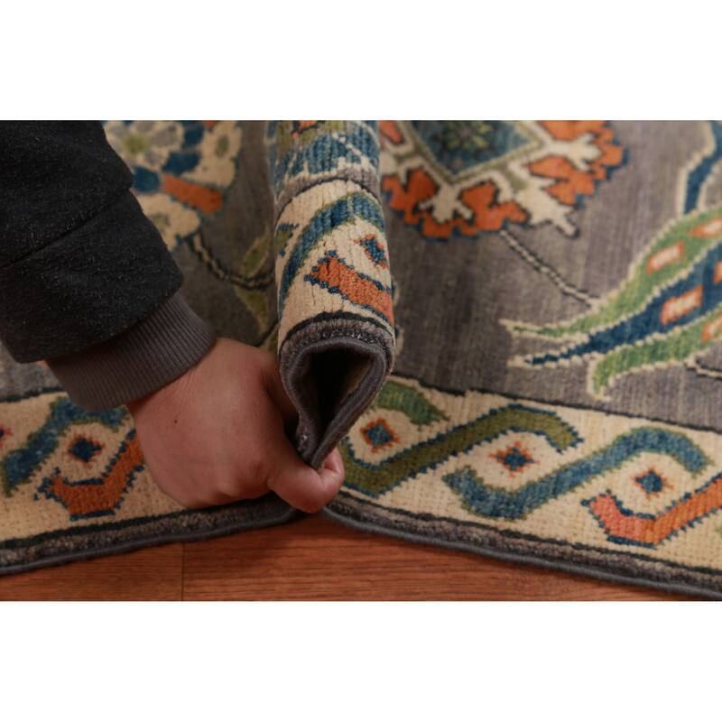Gray Floral Kazak Oriental Accent Foyer Rug Handmade Wool Carpet - 2'0"x 3'0"