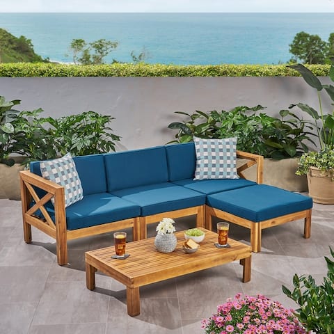 Alcove Outdoor Acacia Wood 5-piece Sofa Set by Christopher Knight Home