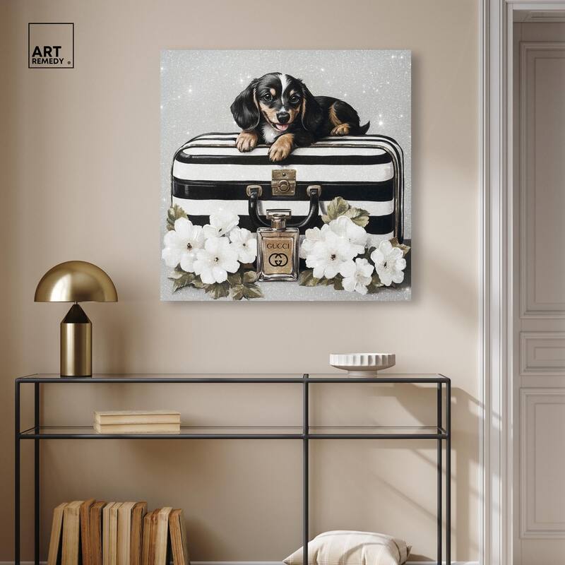 Doxxie Luggage Flowers Canvas by Art Remedy, Gallery Wrapped