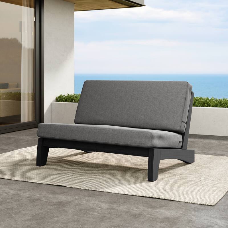Outdoor Furniture Teak Wood Armless Loveseat Sofa With Cushion