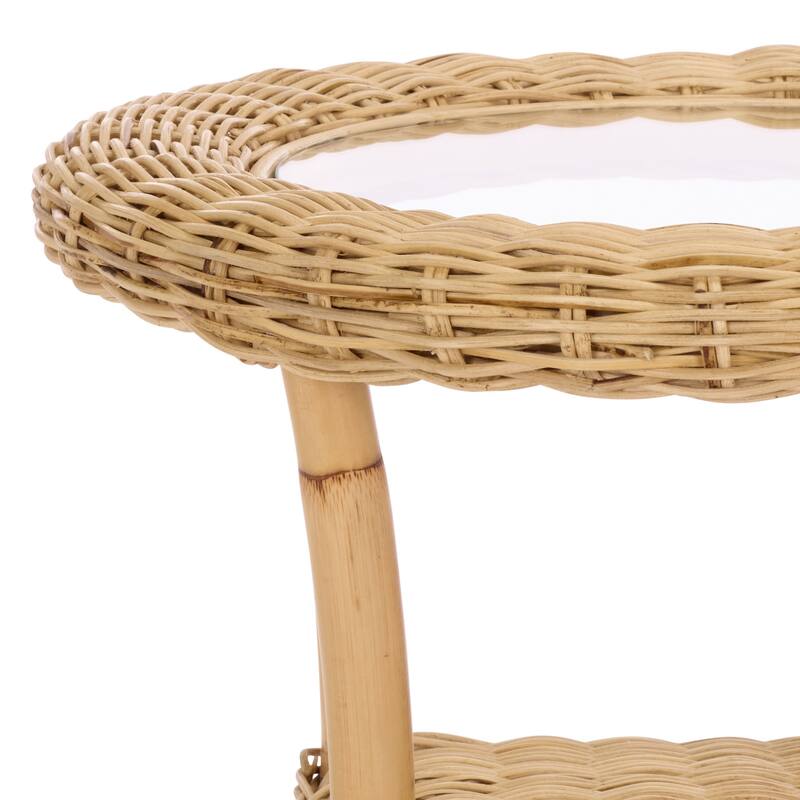 SAFAVIEH Home Damary Glass Top Accent Table - 18"W x 18"D x 23"H