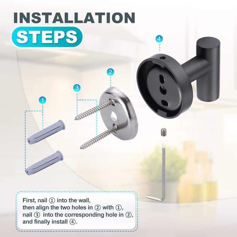 WOWOW Stainless Steel J-Hook Robe/Towel Hook 4 PCS