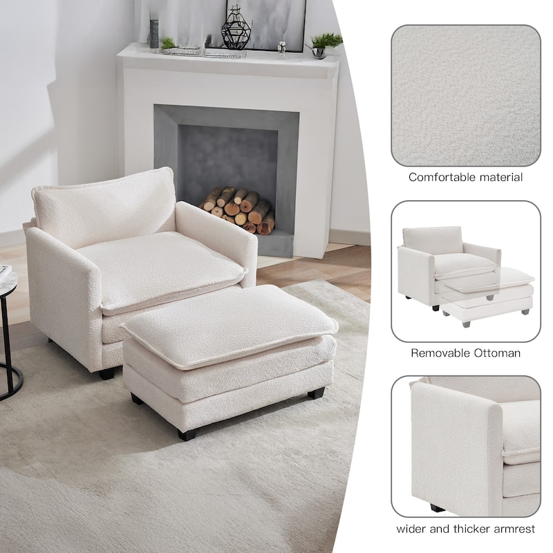 CLICKBIN Chenille Fabric Stragiht Arm L-Shaped Modular Sectional Sofa Couch with Ottoman for Living Room