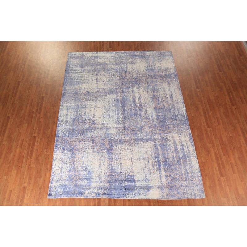 All-Over Abstract Contemporary Area Rug Handmade Wool Carpet - 8'11"x 11'11"