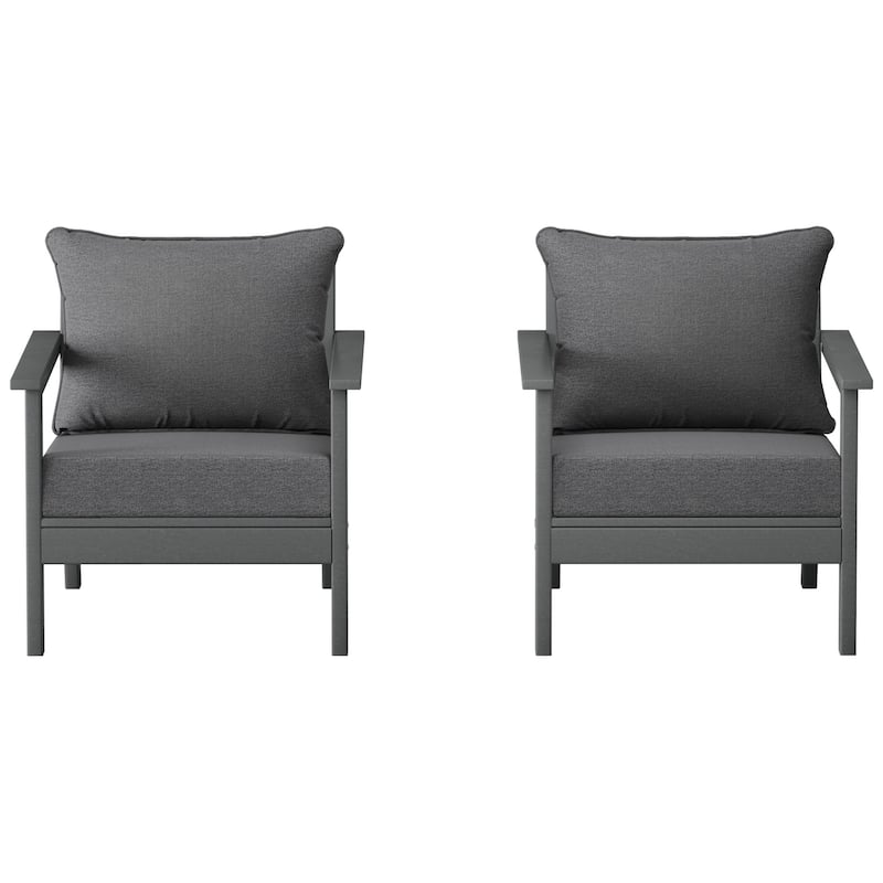 Birchwood All Weather HDPE Outdoor Patio Gray Deep Seating Conversation Set With Cushions (2-Piece)