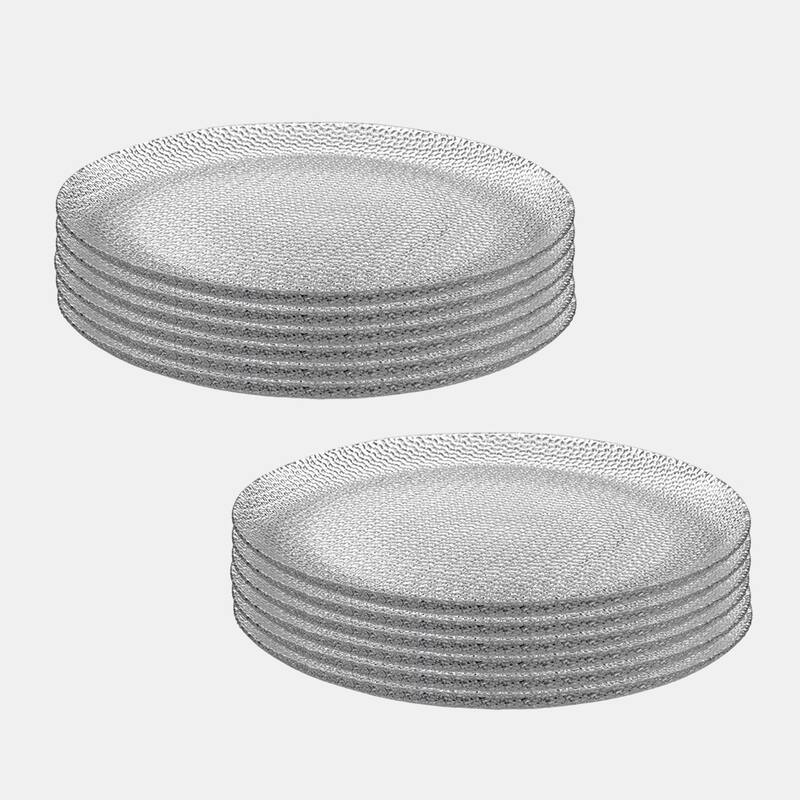 Versatile Gilded Glass Dinnerware with Pebble Pattern and Distressed Finish - Set-12 - Clear
