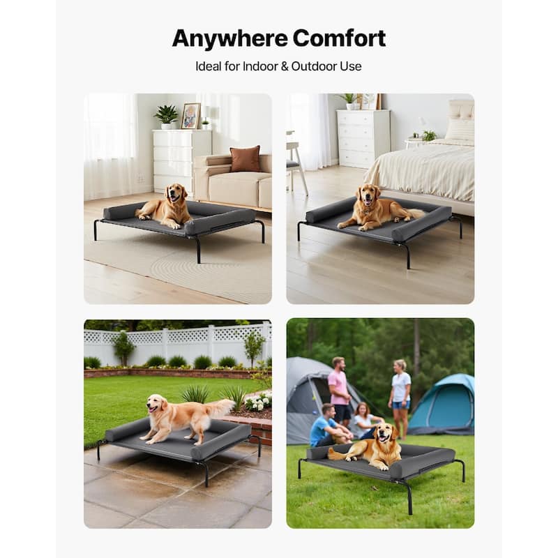 XL Elevated Dog Bed with Pillow Breathable Mesh Waterproof Steel Frame 110 lbs Capacity - 48 x 35 x 8 in
