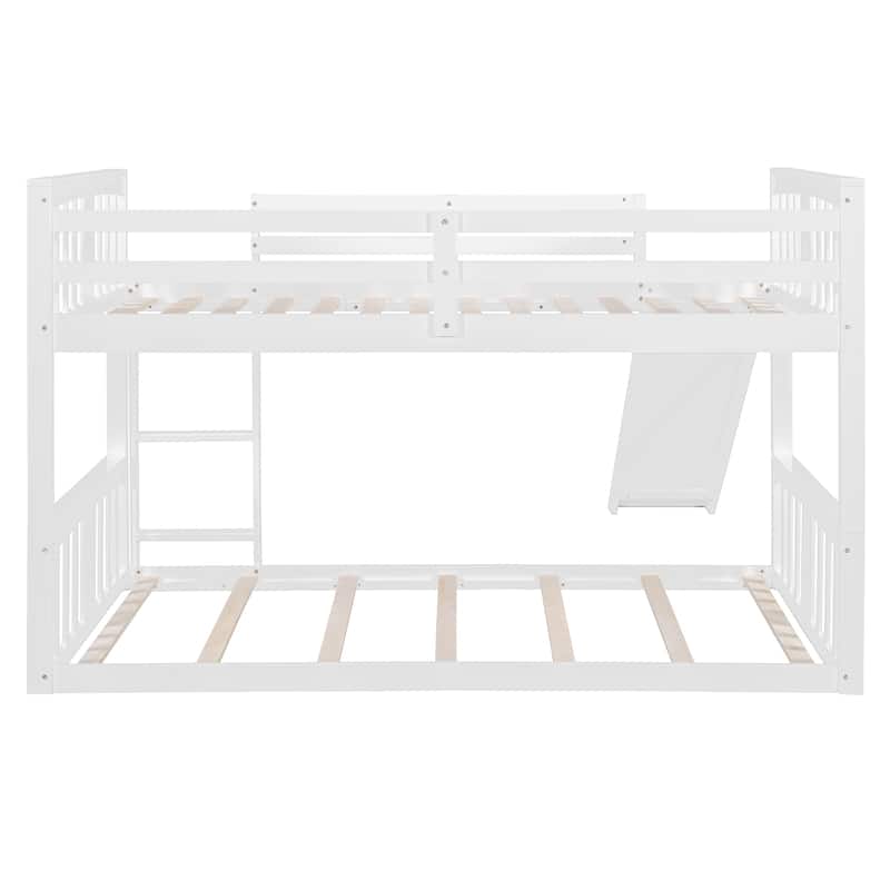 Twin Over Twin Bunk Bed with Slide & Ladder and Plywood, 250lb Capacity, Space-Saving Kids Bed