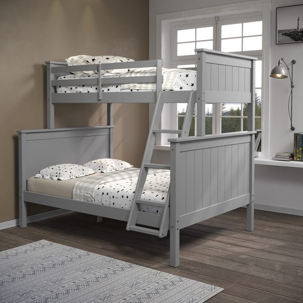 slide 2 of 10, Linon Kamran Twin over Full Bunk Bed Grey
