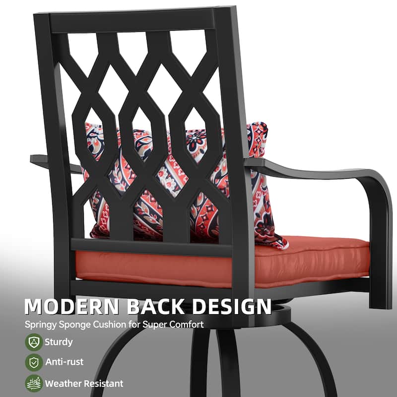 Outdoor 29"W Metal Swivel Counter Chairs with Cushion Set of 2 - 32in