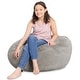 preview thumbnail 136 of 193, Kids Bean Bag Chair, Big Comfy Chair - Machine Washable Cover 38 Inch Large - Soft Faux Rabbit Fur - Gray