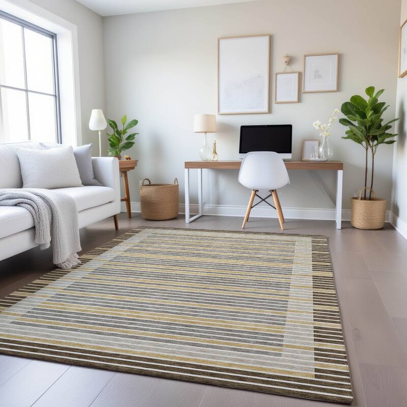 Premium Washable Super Soft Border Geo Mayfield Rug - Brown - 9' x 12'