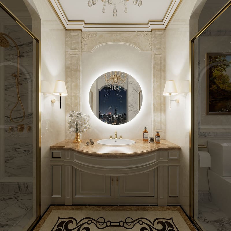 UL Certified Multiple shapes Frameless Anti-Fog 3 Colors Dimmable LED Backlit Wall Bathroom Vanity Mirror - 24" x 24" - Round