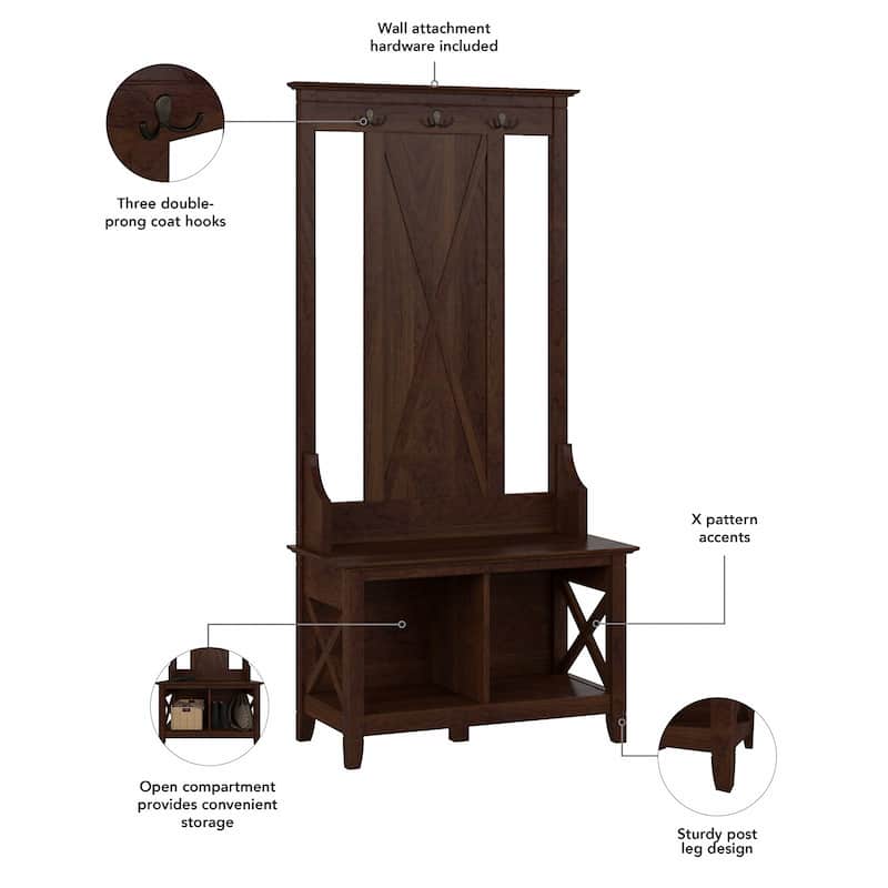 Key West Hall Tree with Shoe Storage Bench by Bush Furniture