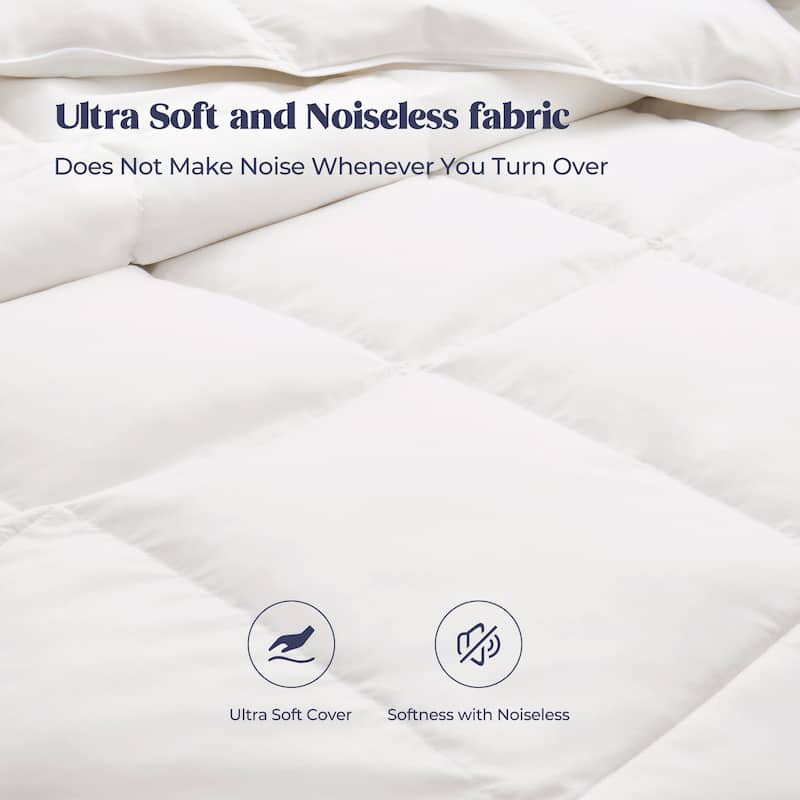 Medium Warmth All Season 600 Fill Power White Goose Feather Down Comforter Duvet Insert