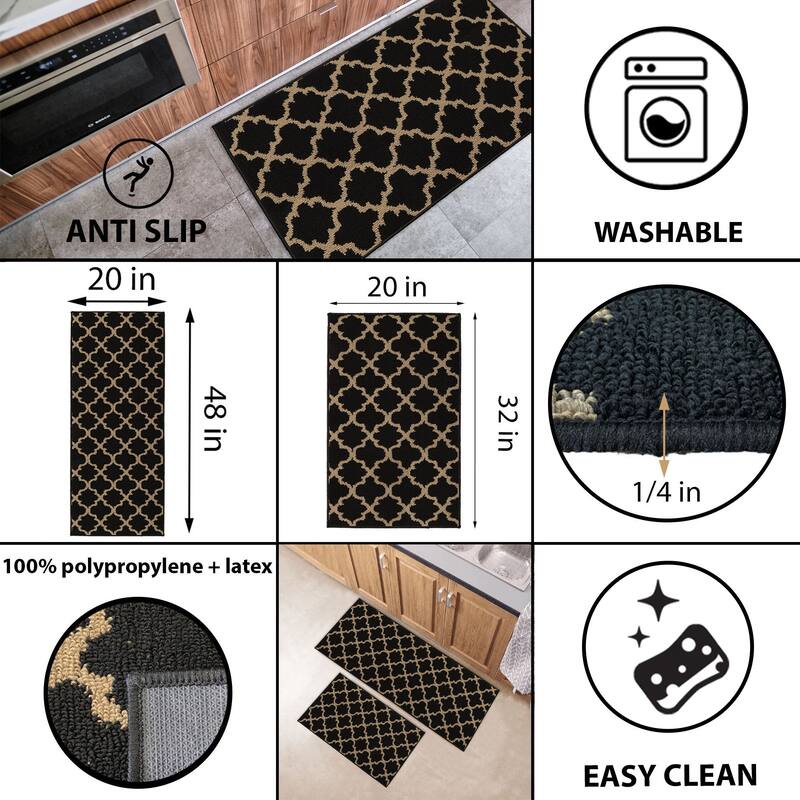 Wool Effect Arabesque Kitchen Mat