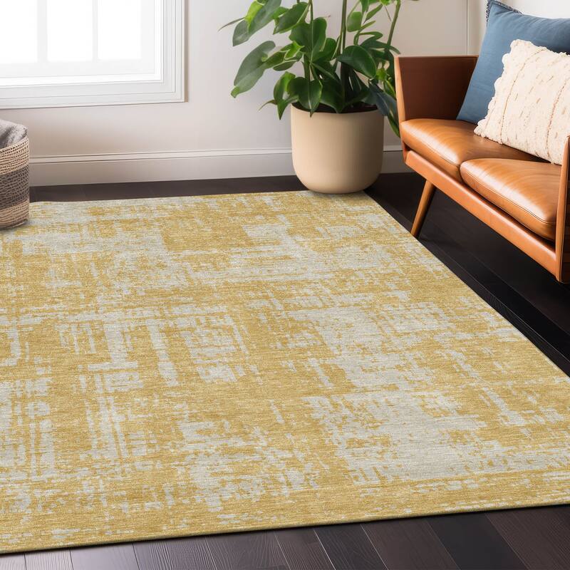 Machine Washable Indoor/ Outdoor Chantille Abstract Solid Rug