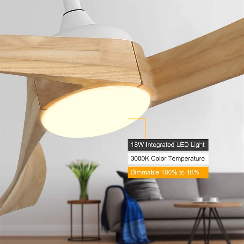 50 Inch / 60 Inch Wood Ceiling Fan with Lights and Remote Control Airflow Fan For Bedroom