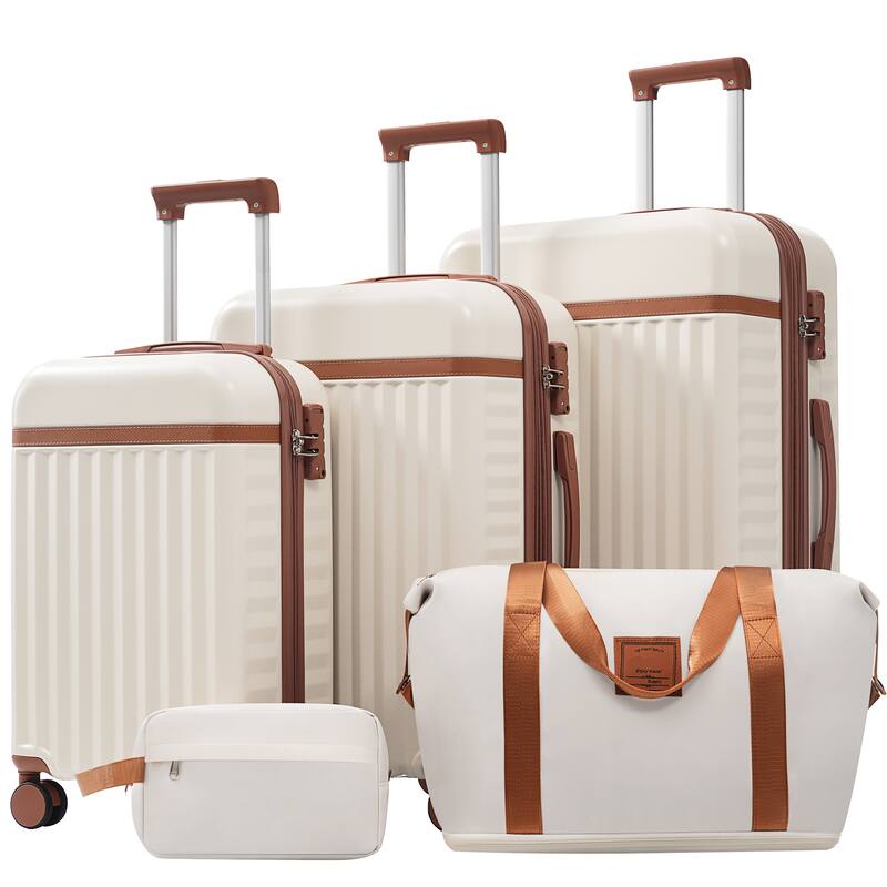Luggage Set 5 Piece, Hardside Carry on Suitcase , Expandable Luggage with Travel Bags Spinner Wheels TSA Lock
