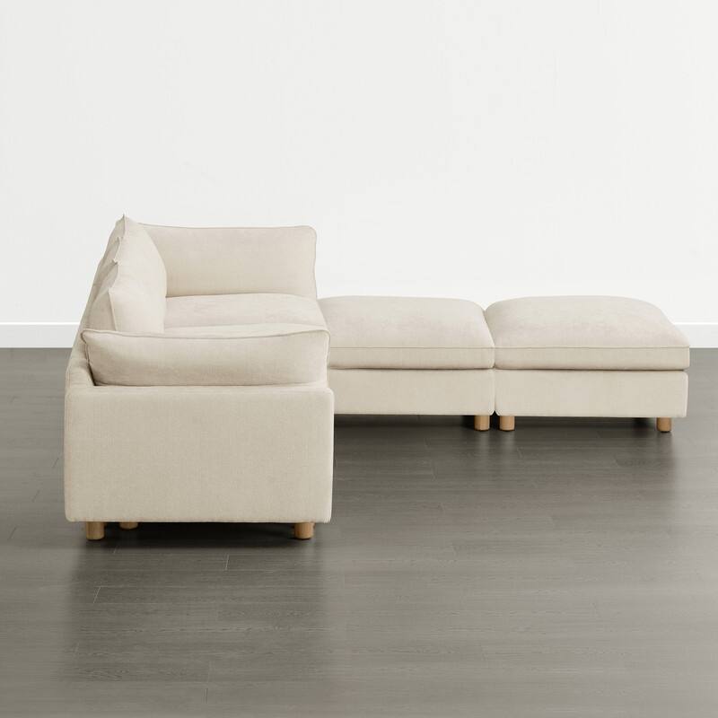 Spruce & Spring Modular Cloud Couch Sofa with Wood Legs for Living Room
