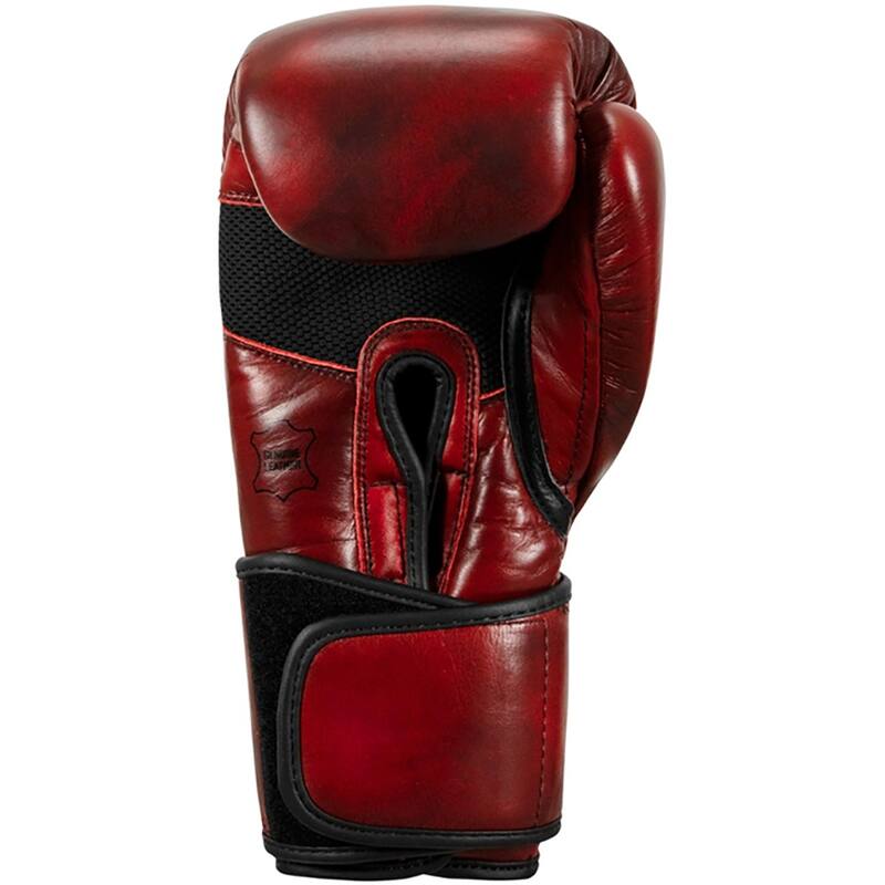 Title Boxing Blood Red Leather Hook and Loop Training Gloves - Red