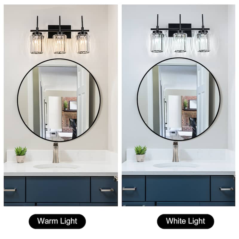 Modern Black 1/2/3/4/5-Light Bathroom Crystal Vanity Light Wall Sconces