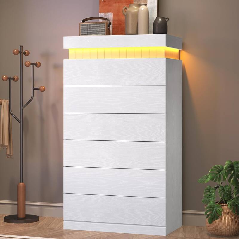 Bedroom Dresser Drawers with LED Light Power Outlet Chest of Drawer