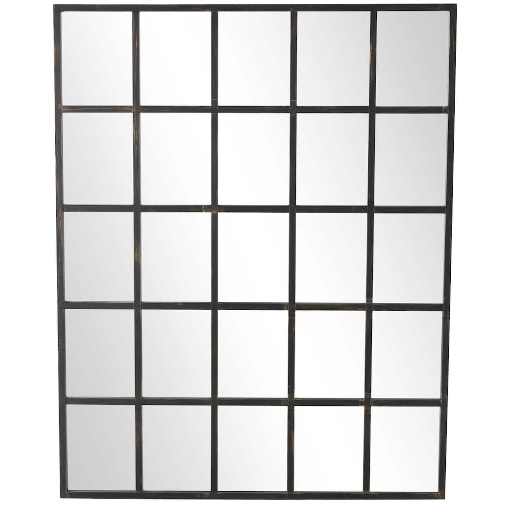 Metal Window Pane Inspired Grid Room Wall Mirror - Copper, Brown, Black - Roche River Decor