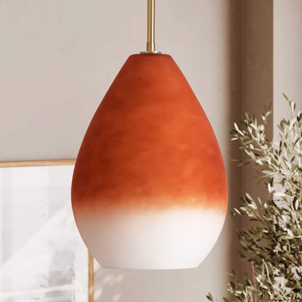Rennnsan 1-Light Boho Brass & Hand-Blown Glass Pendant Light for Bedroom or Dining Room - 1 Light