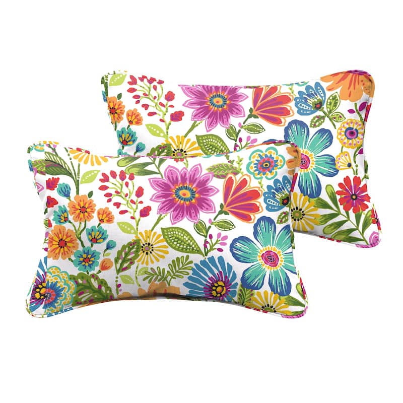 Galliford Multi Floral Indoor/ Outdoor 13 x 20 inch Corded Pillow Set