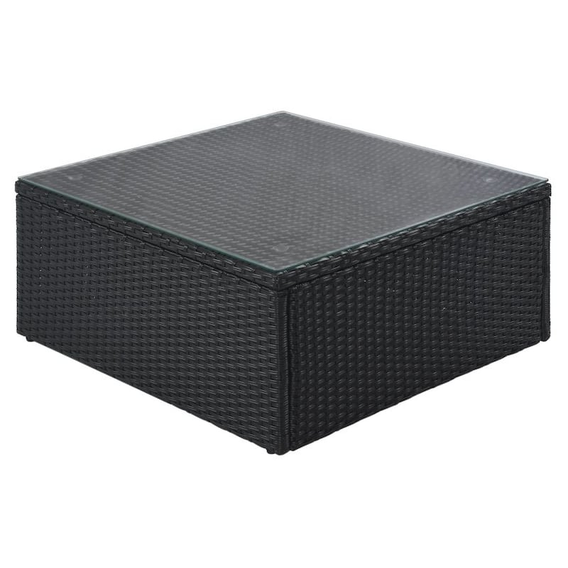 7-piece Outdoor Wicker Sofa Set, Rattan Sofa Lounger, With Striped Green Pillows